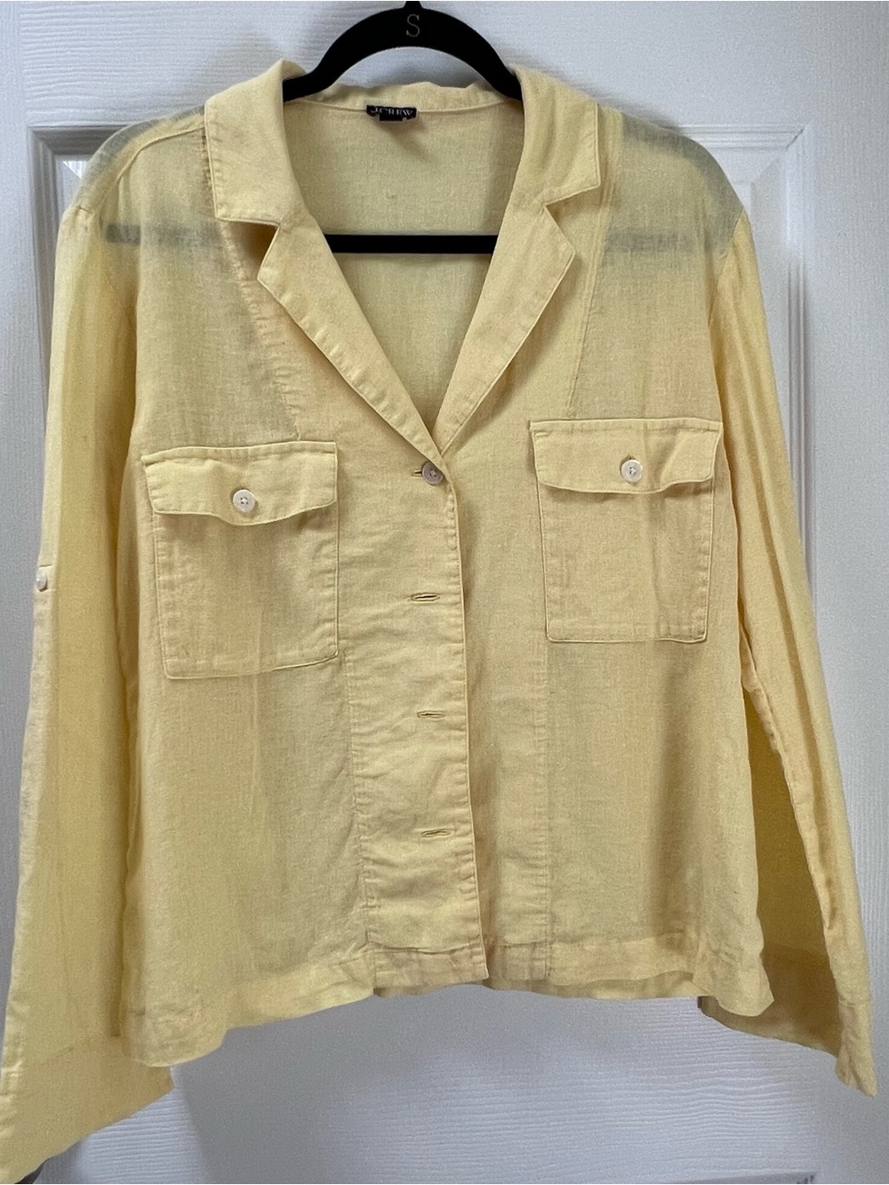 J. Crew Pale Yellow Linen-Blend Shirt Jacket